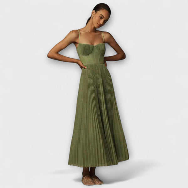 Midi šaty s tylovou sukní a korzetovým střihem