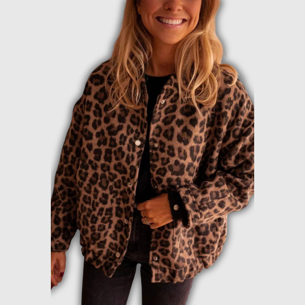 Bunda na knoflíky s leopardím vzorem