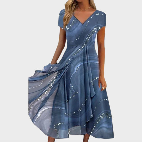 Elegantní midi šaty s výstřihem do V – Isha