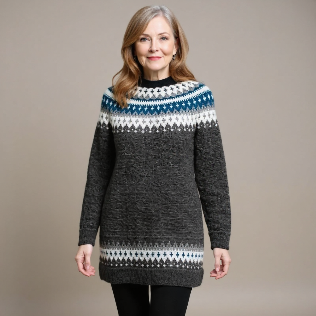 Dlouhý svetr se vzorem Fair Isle